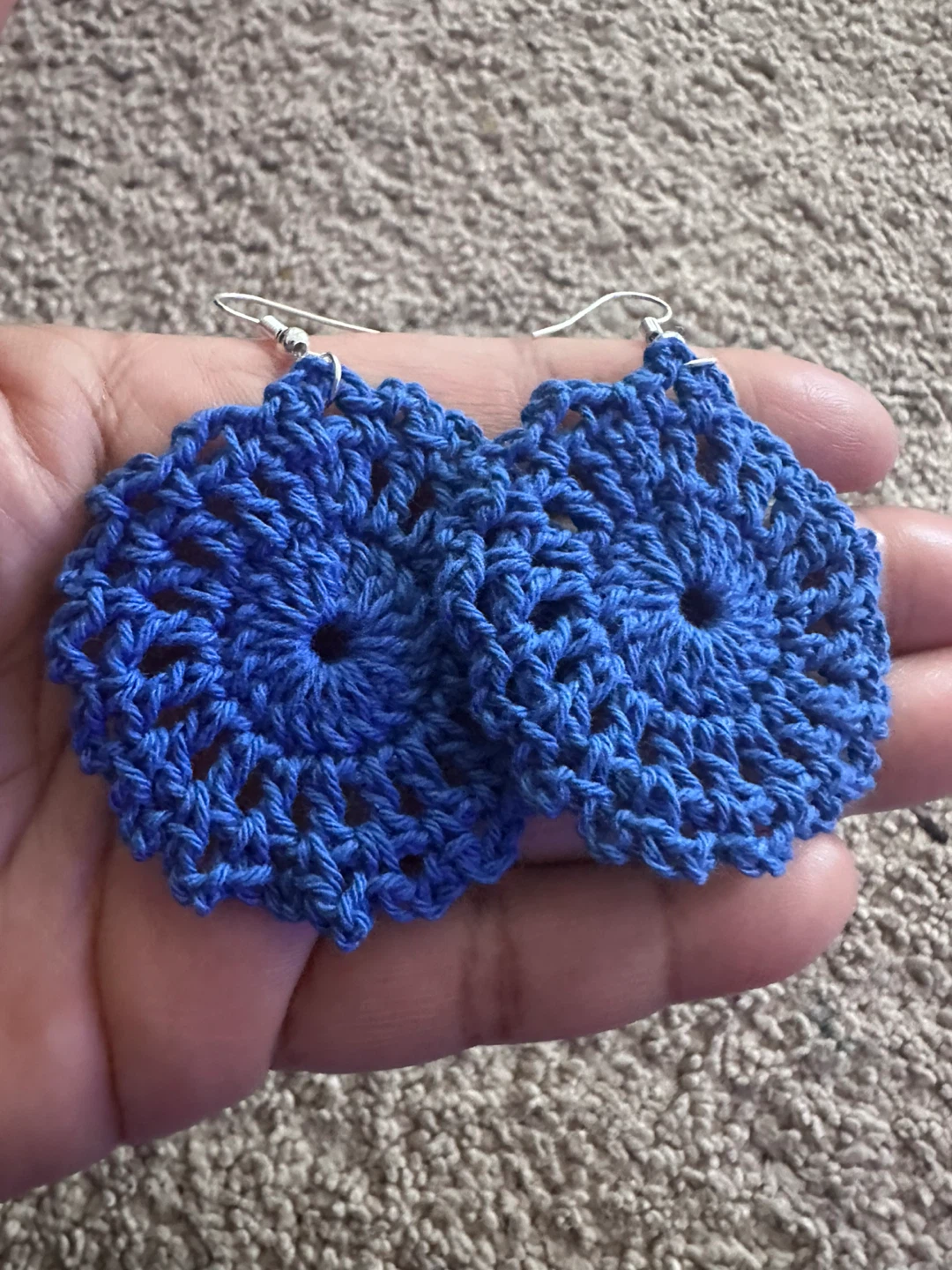 Blue Crochet Flower Earrings - photo 2