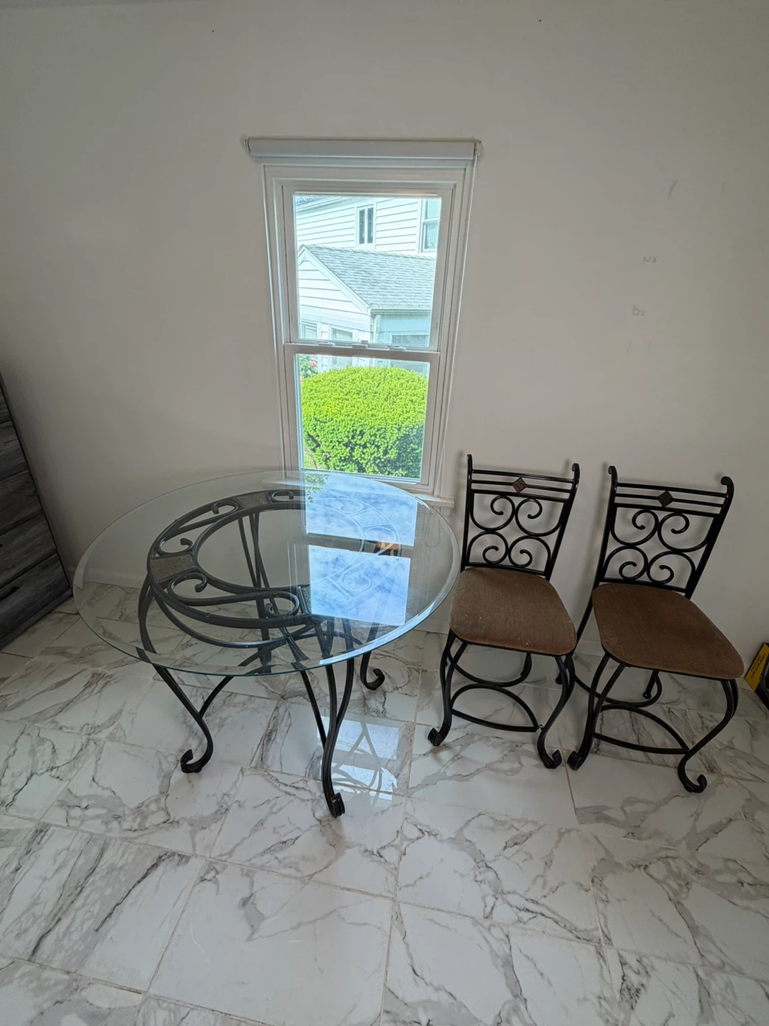 Glass Top Dining Table with 2 Metal Chairs - photo 2