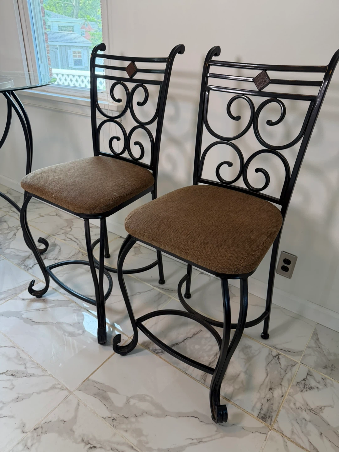 Glass Top Dining Table with 2 Metal Chairs - photo 3