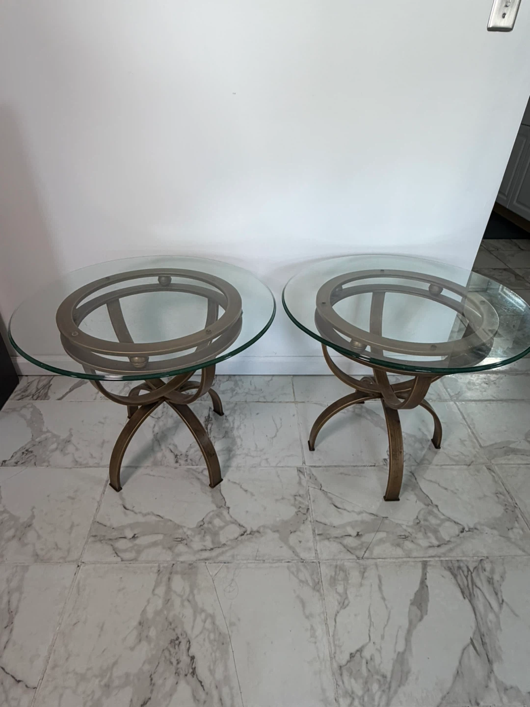 Set of 3 Glass Top Accent Tables