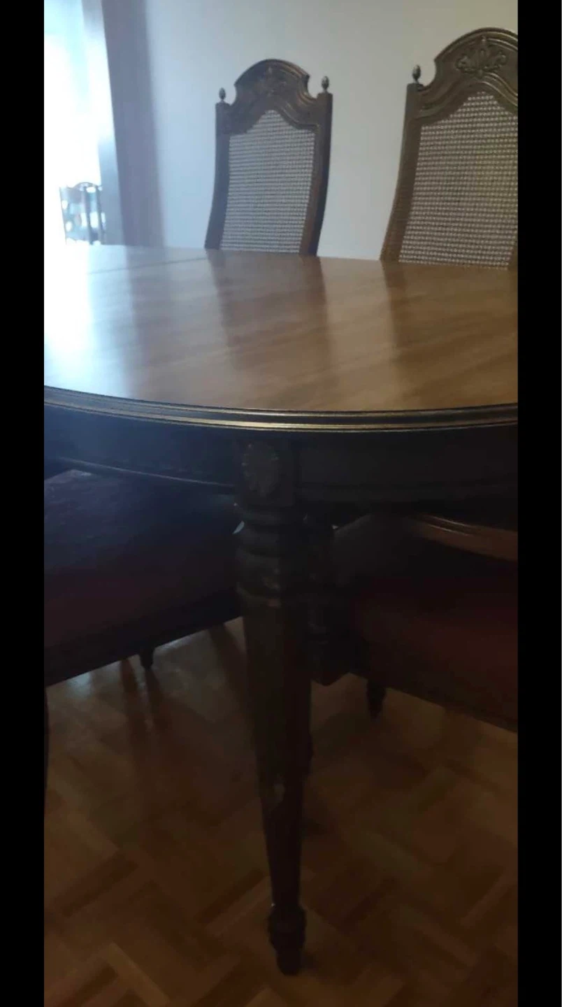 Vintage Wooden Dining Table and Chairs Set - photo 5