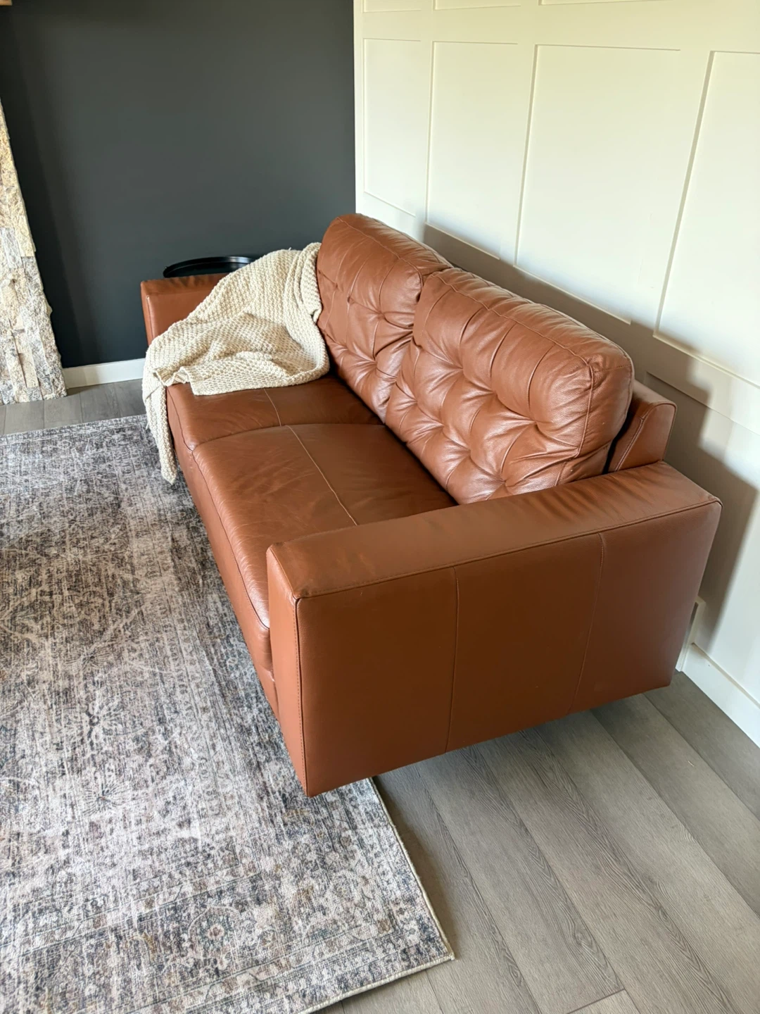 Brown Genuine Leather Tufted Sofa - photo 5