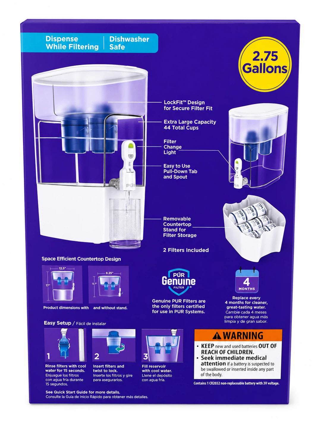 PUR 2.75 Gallon Water Filter Dispenser with 2 Filters - photo 2