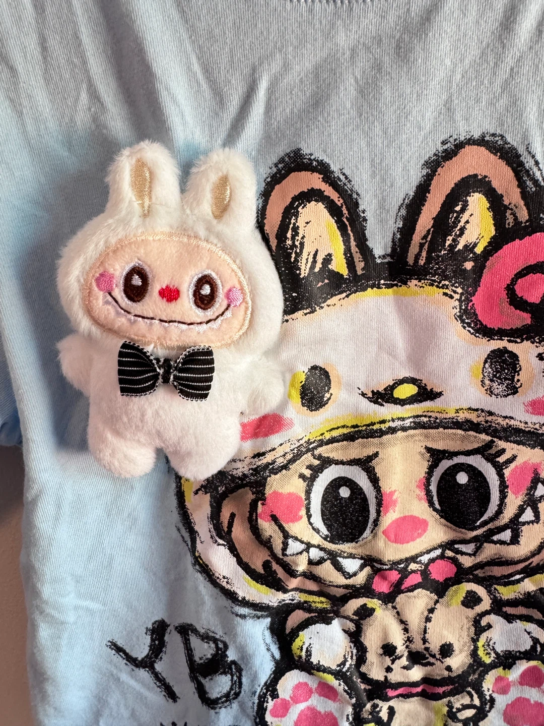 Light Blue Graphic T-Shirt with Labubu 5-6T - photo 2