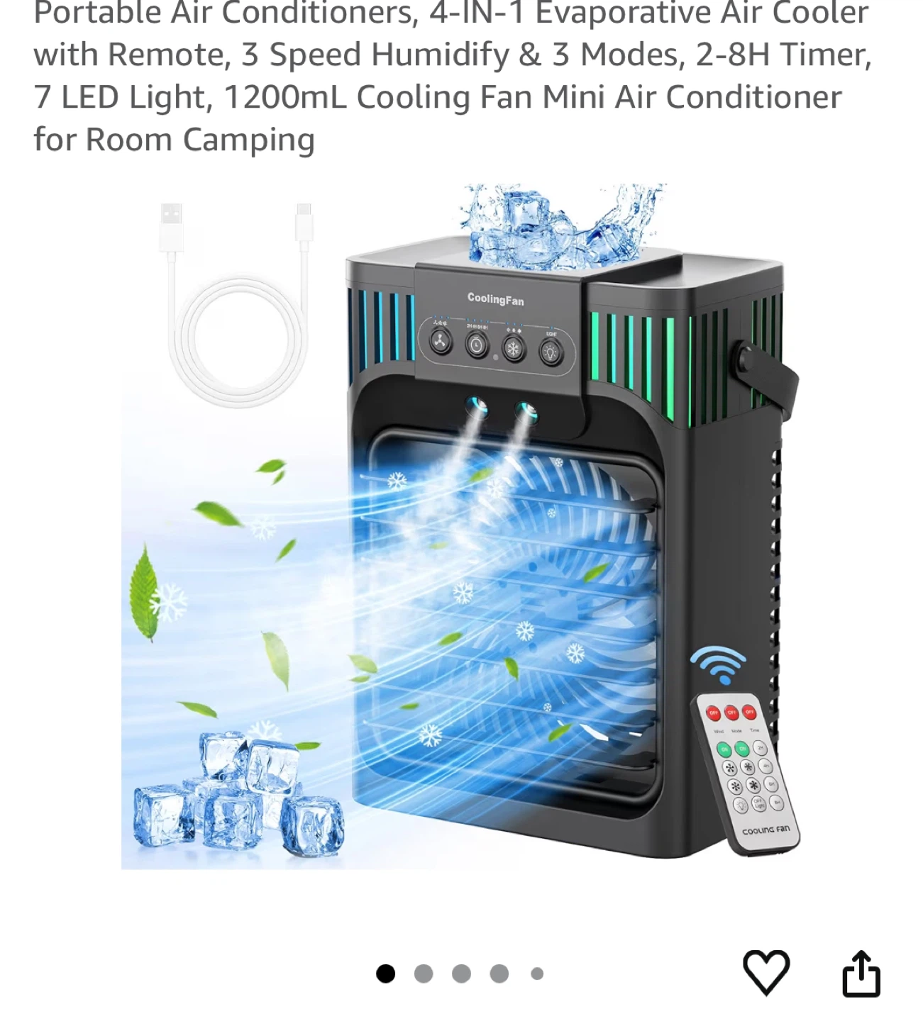 New and used Portable Evaporative Air Cooler Fan with Remote