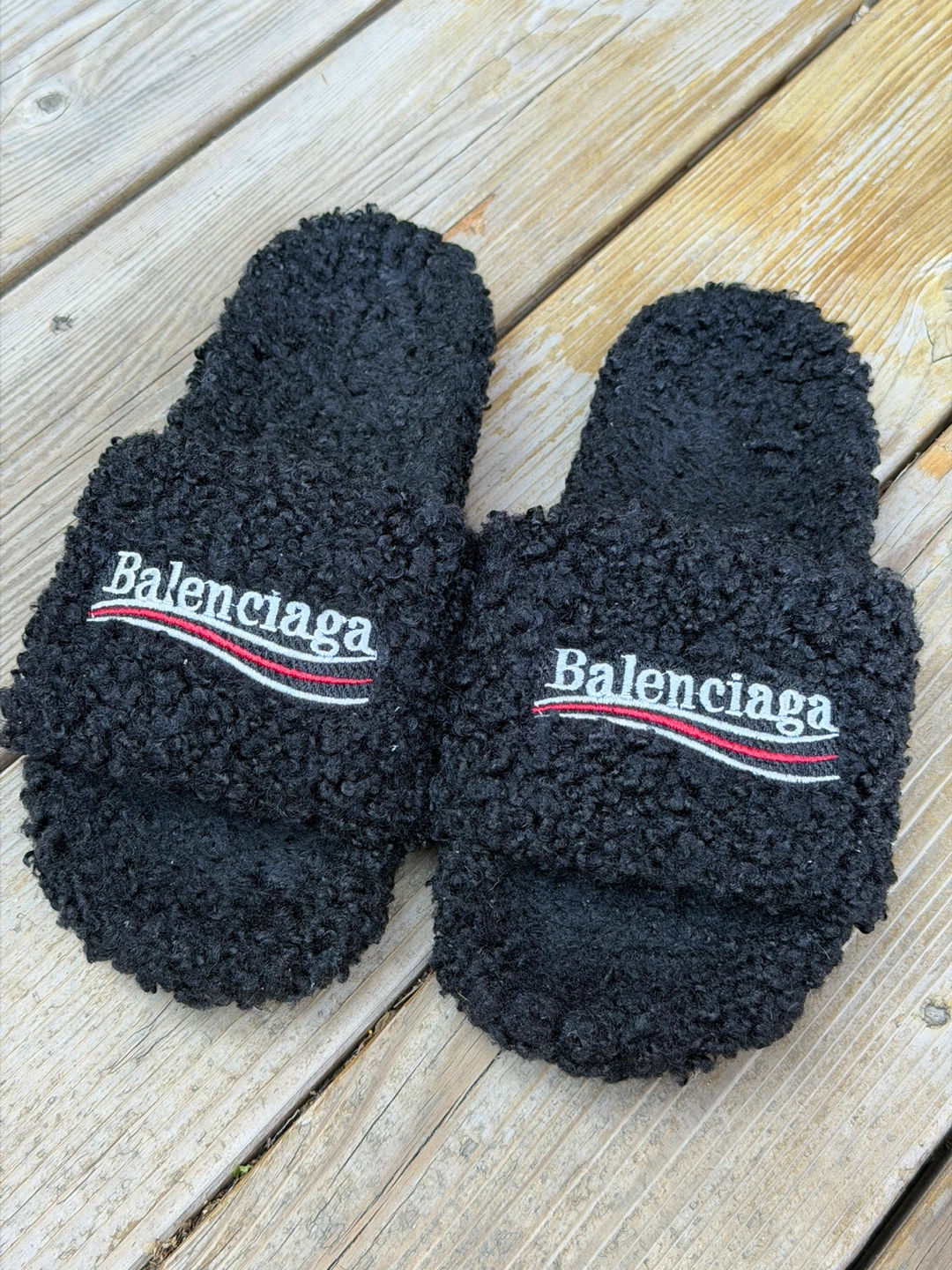 Balenciaga Black Terry Cloth Slides