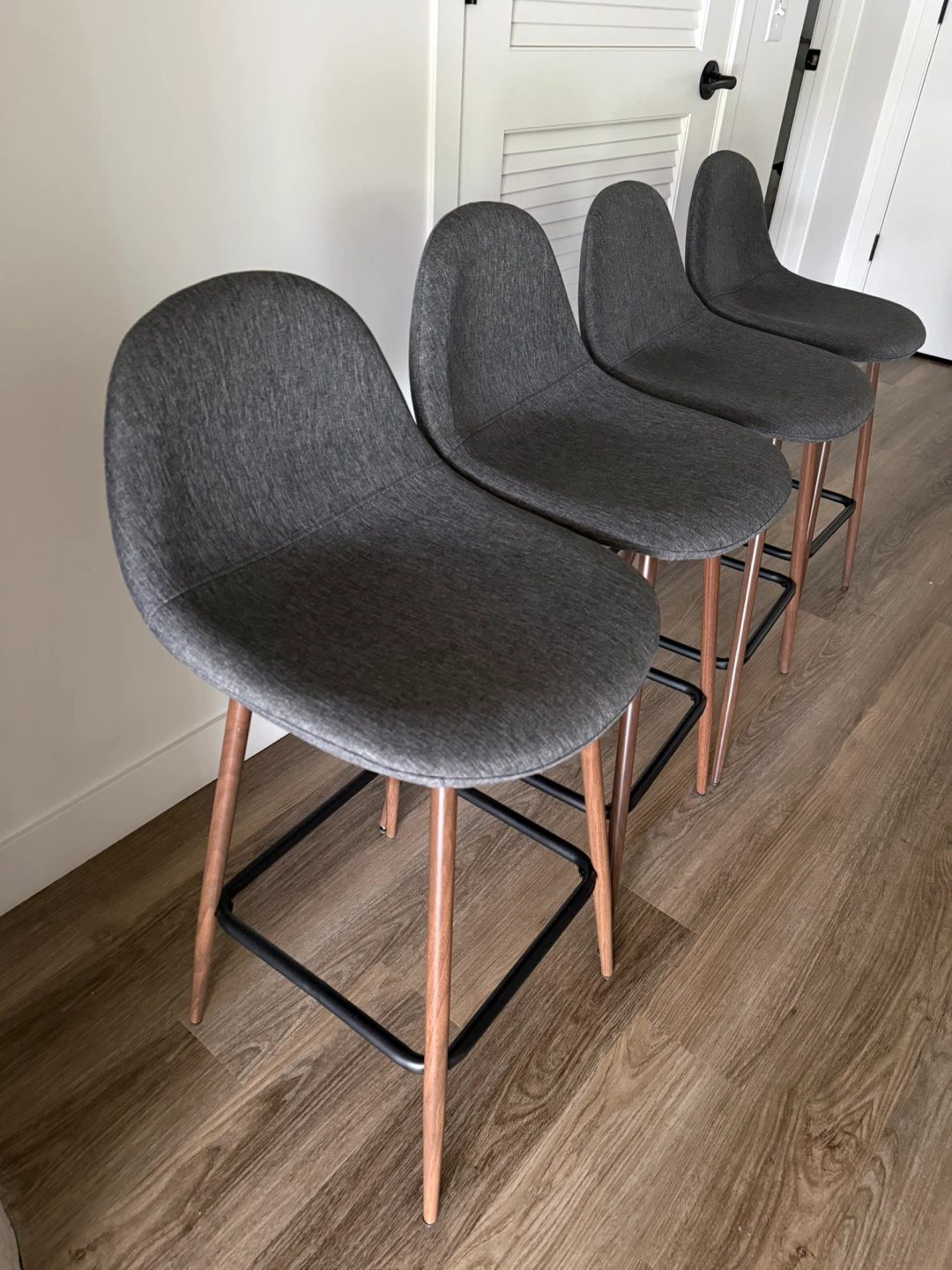 Set of 4 Dark Gray Upholstered Counter Stools - photo 2