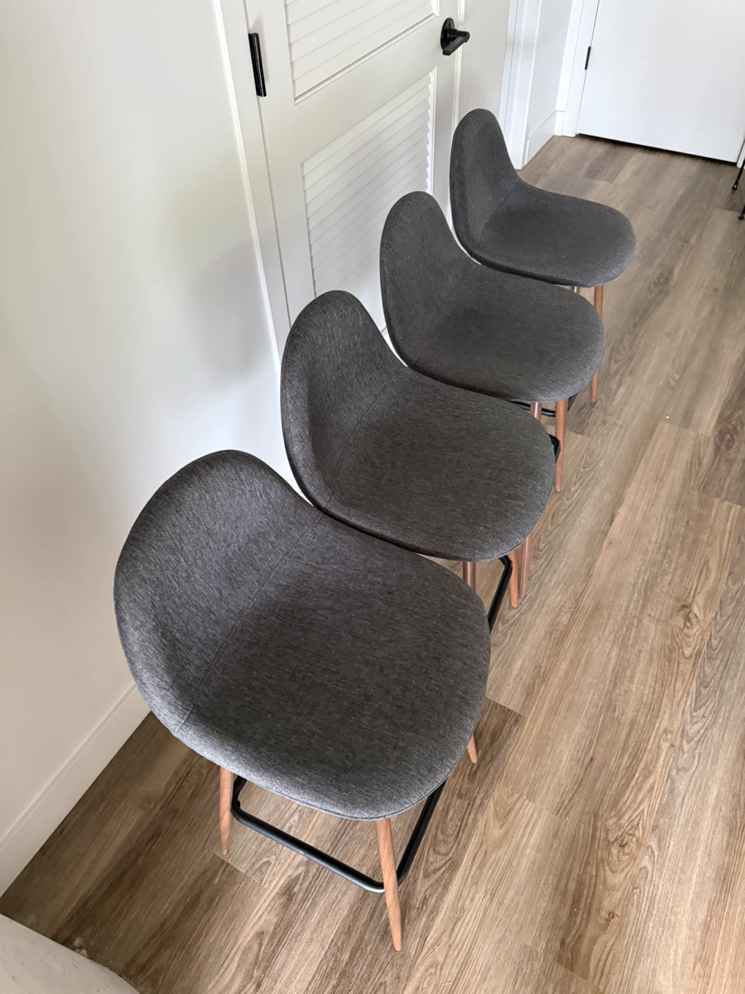 Set of 4 Dark Gray Upholstered Counter Stools - photo 4