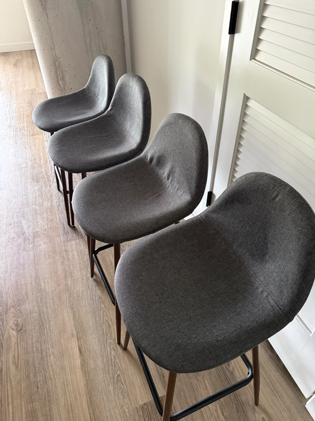 Set of 4 Dark Gray Upholstered Counter Stools - photo 3