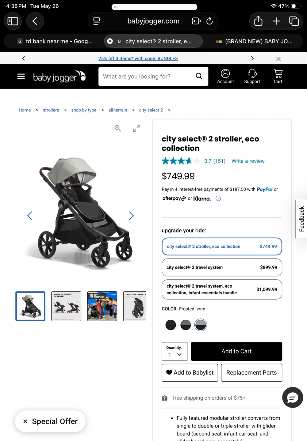 Baby Jogger City Select 2 Single to Double Stroller - photo 2