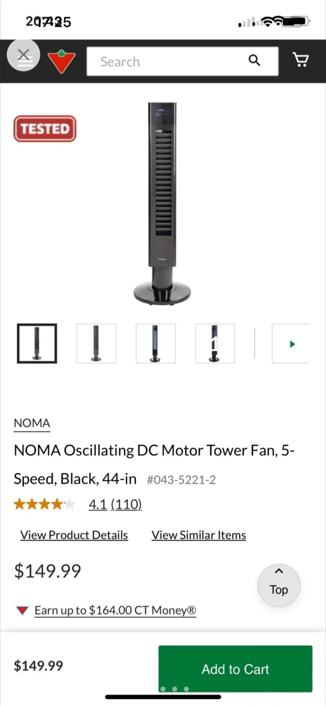 Motor Tower Fan and small 14" Desk Fan