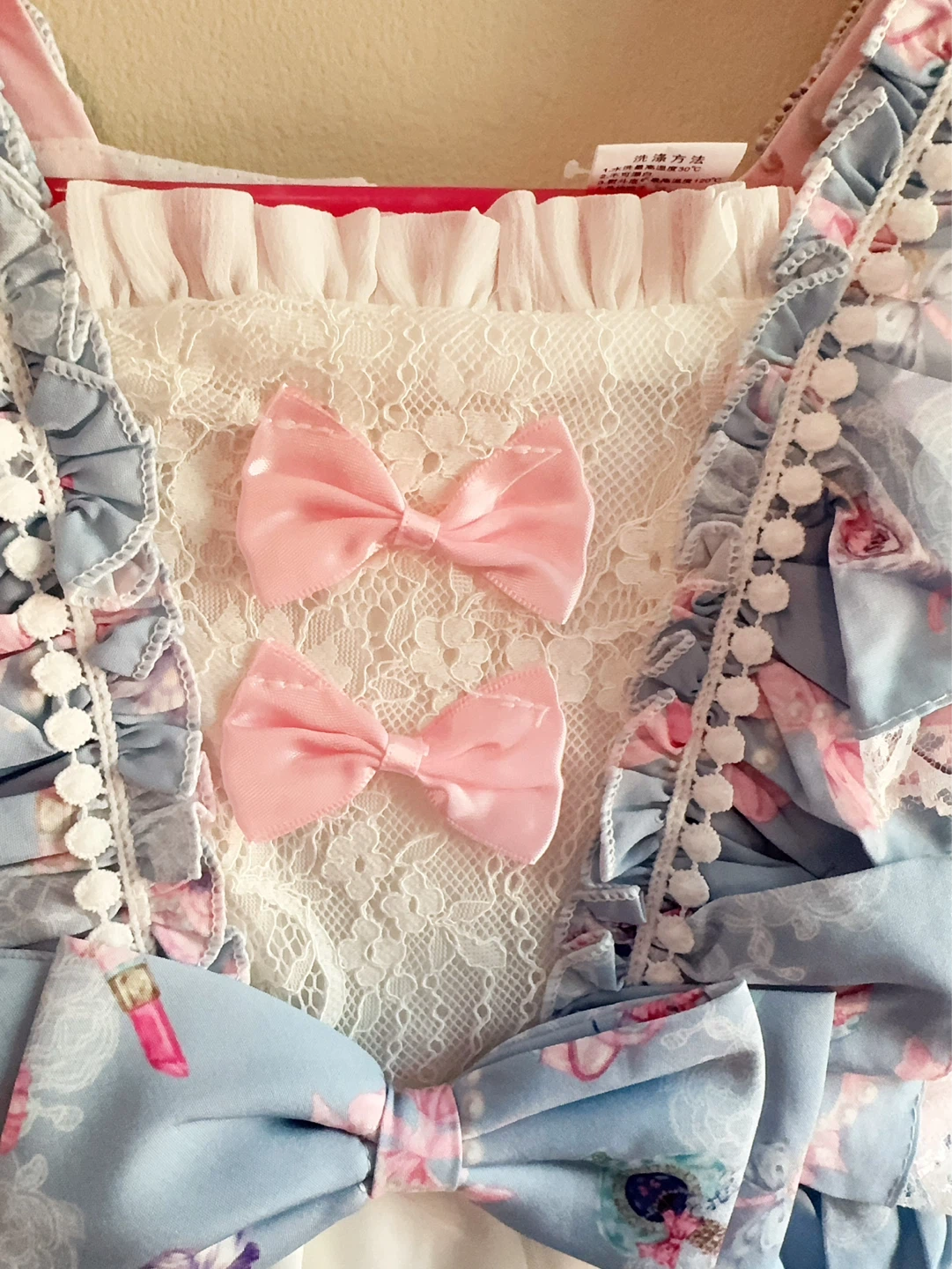 Blue Lolita Style Dress with Pink Bows 6-7T - photo 2