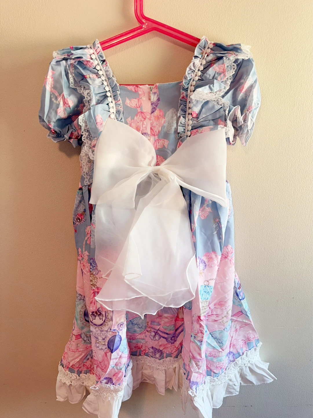 Blue Lolita Style Dress with Pink Bows 6-7T - photo 3