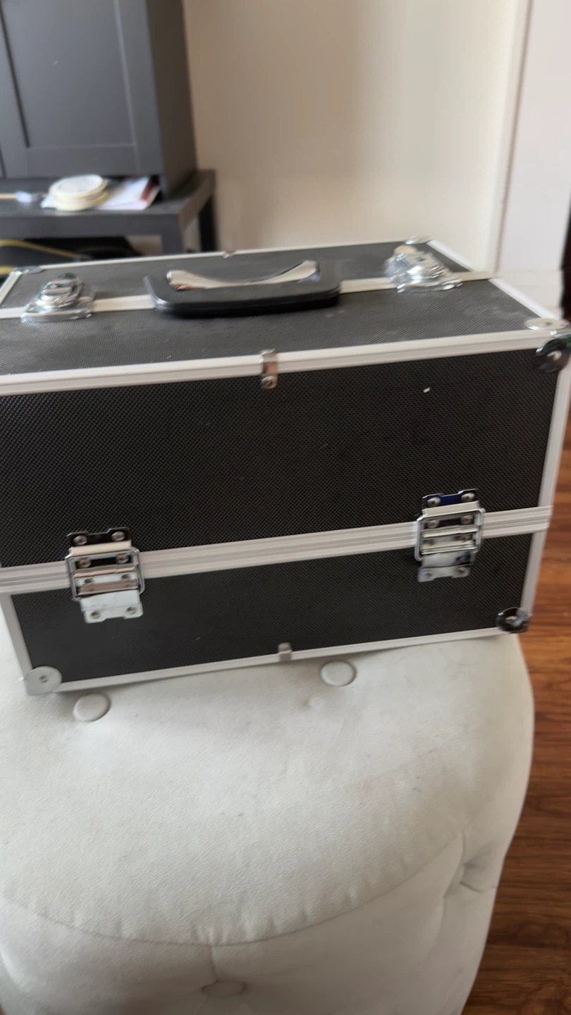 Black Makeup Train Case with Silver Trim