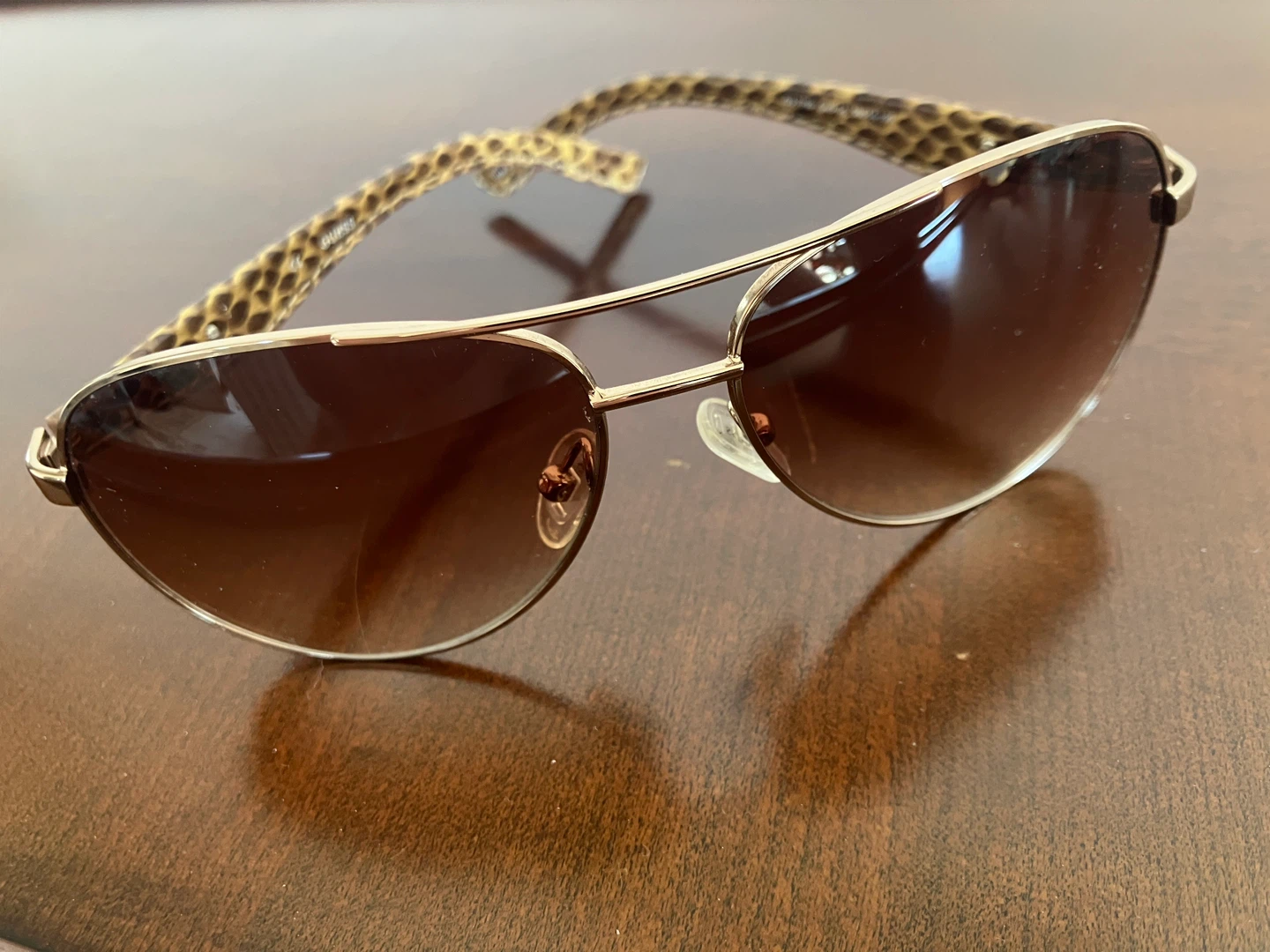 Guess Aviator Sunglasses with Snake Print Arms