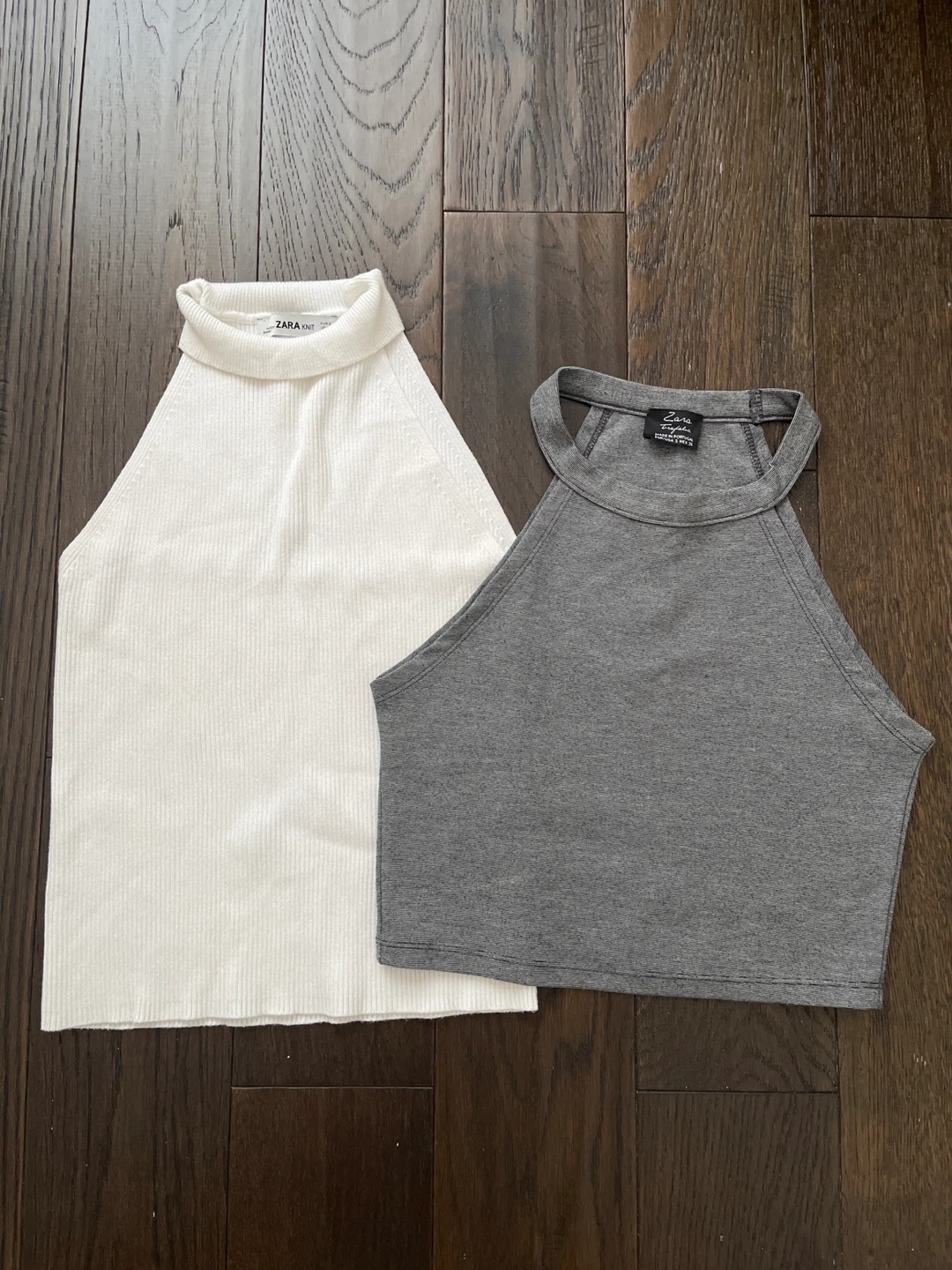 Zara Knit Tops - White & Grey (Size S)