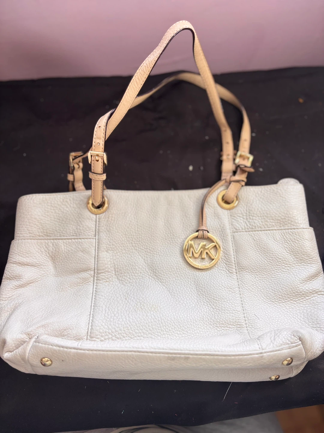 Michael Kors White Leather Tote Bag
