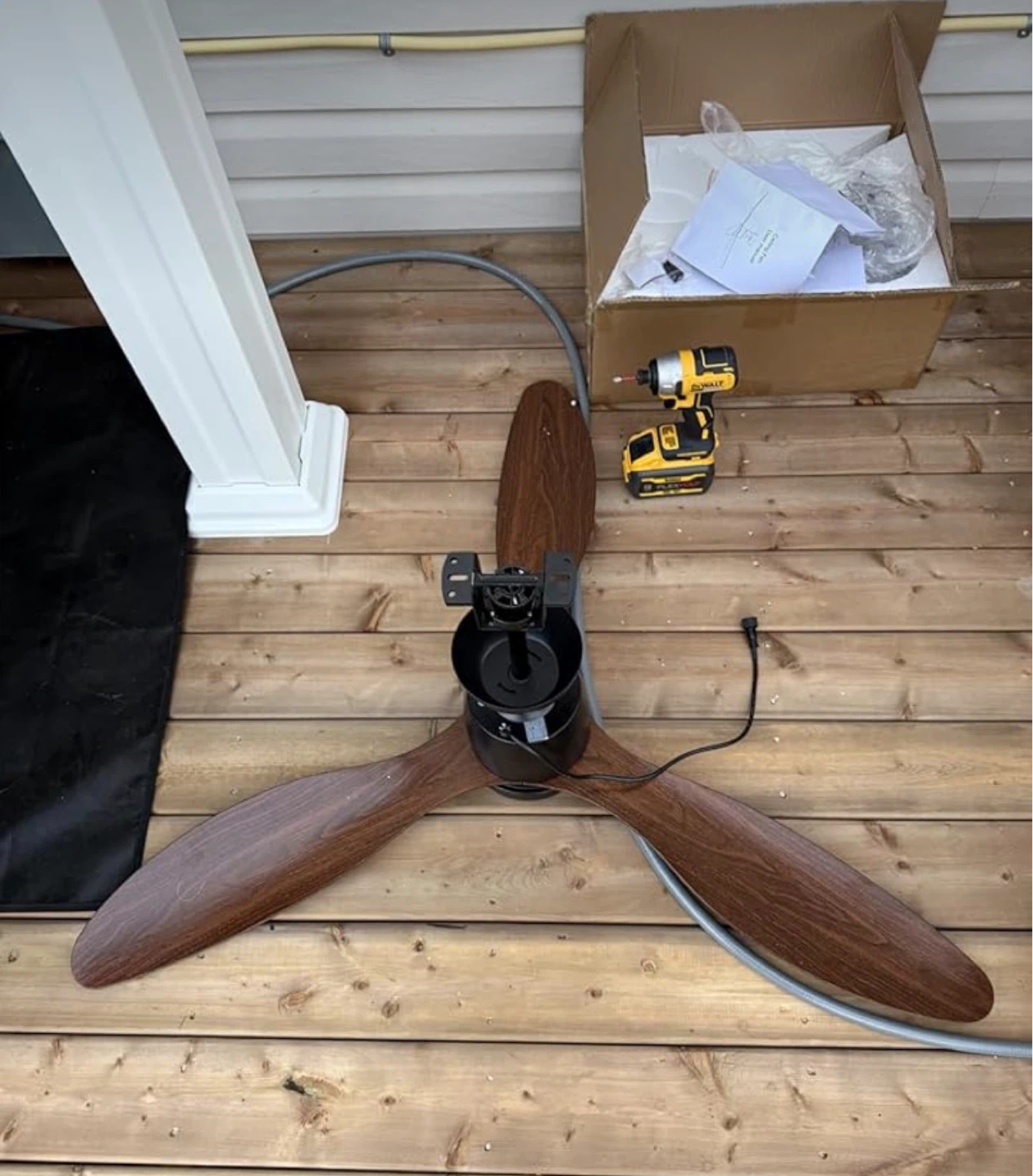 52" Outdoor Ceiling Fan with Light - Woodgrain DC Motor