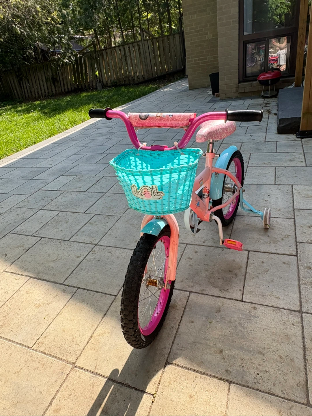Pink and Blue Kids' Bicycle with Training Wheels - photo 2
