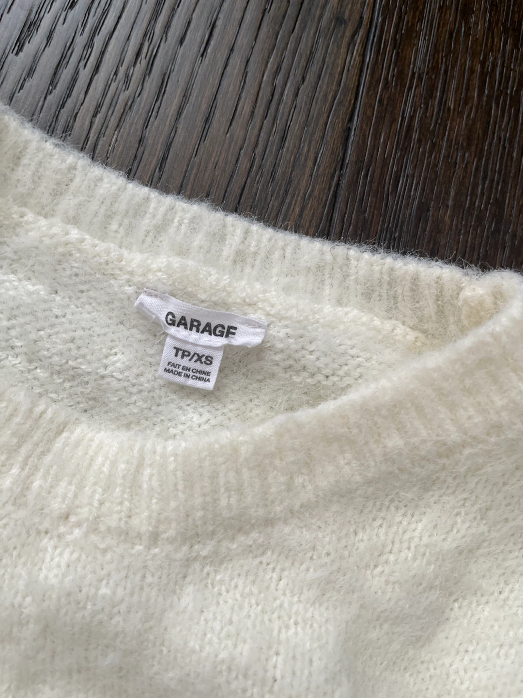 Garage Cream Fuzzy Sweater and Black Denim Skirt Set - photo 3