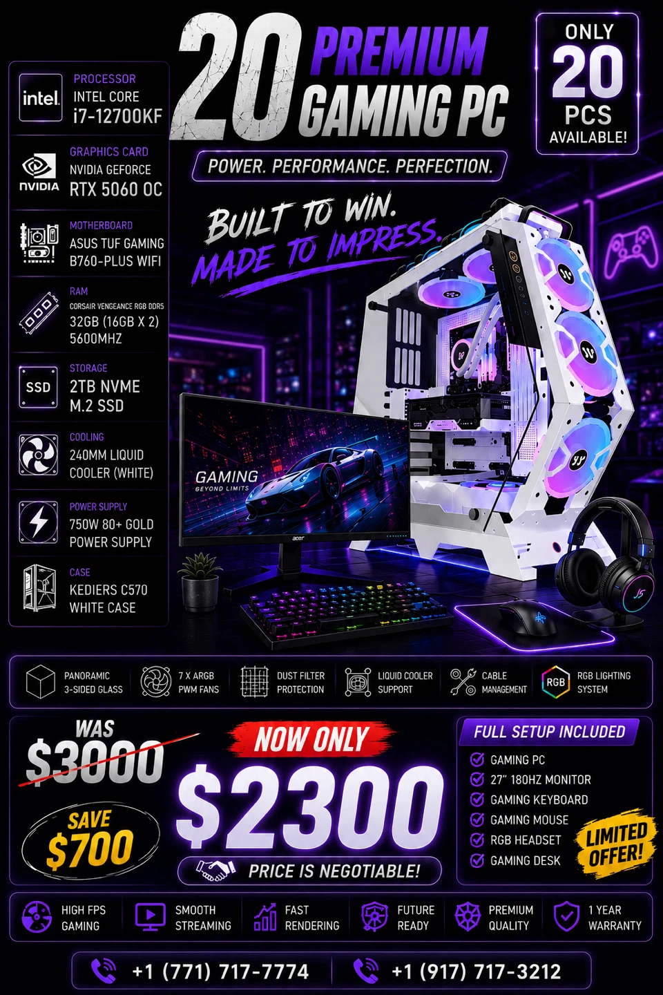 Premium Gaming PC - Intel i7, RTX 3060, 32GB RAM, 2TB SSD