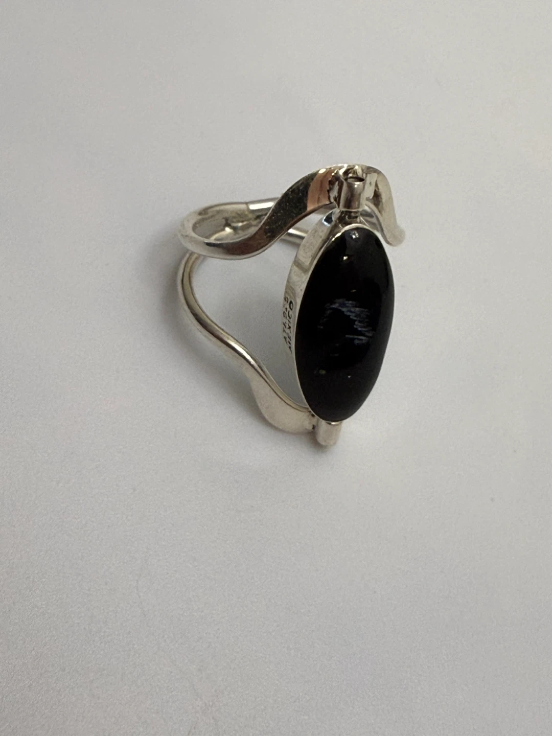 Sterling Silver Ring with Blue Opal Inlay