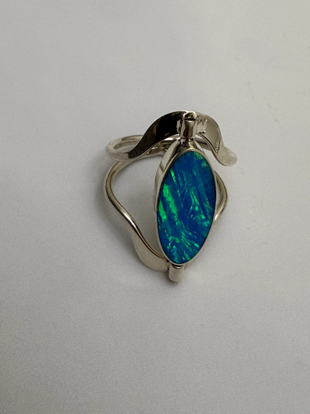 Sterling Silver Ring with Blue Opal Inlay - photo 2