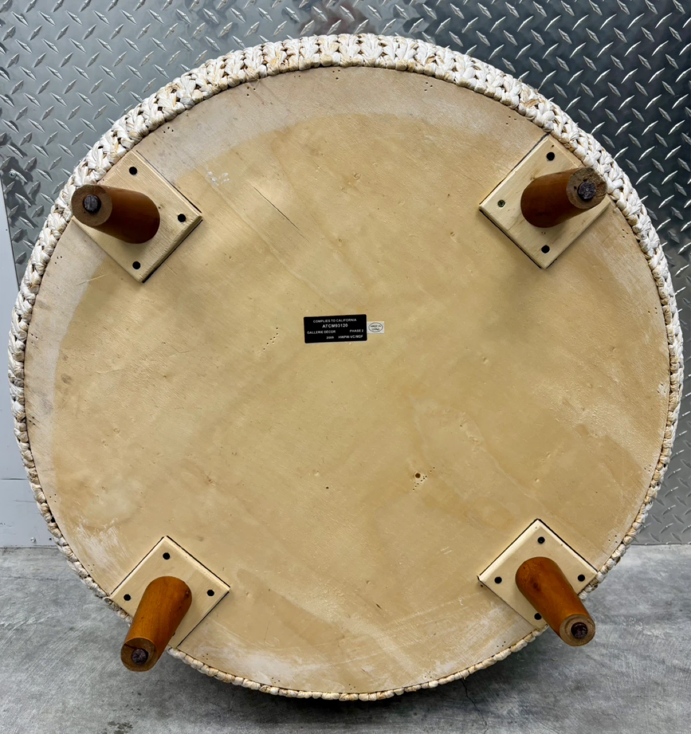 Round Woven Coffee Table with Wooden Legs - photo 3
