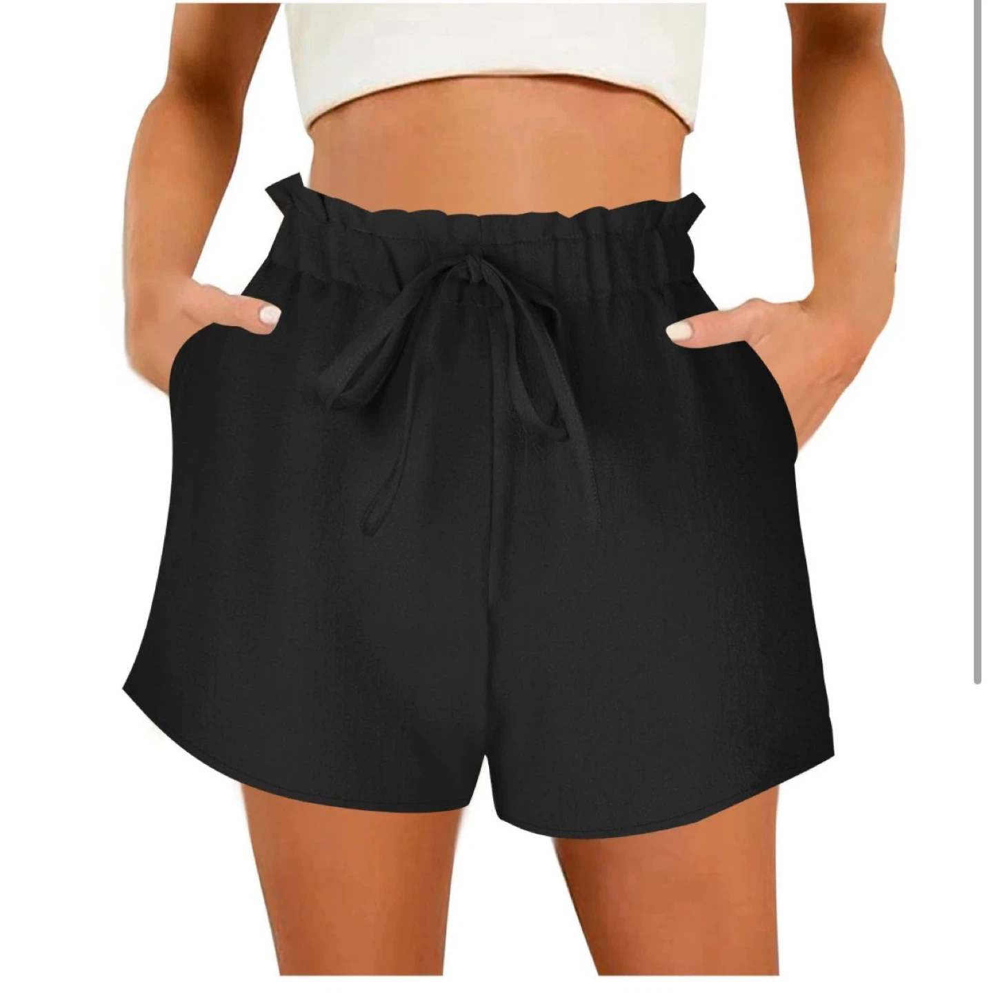 Black Paperbag Waist Shorts - photo 2