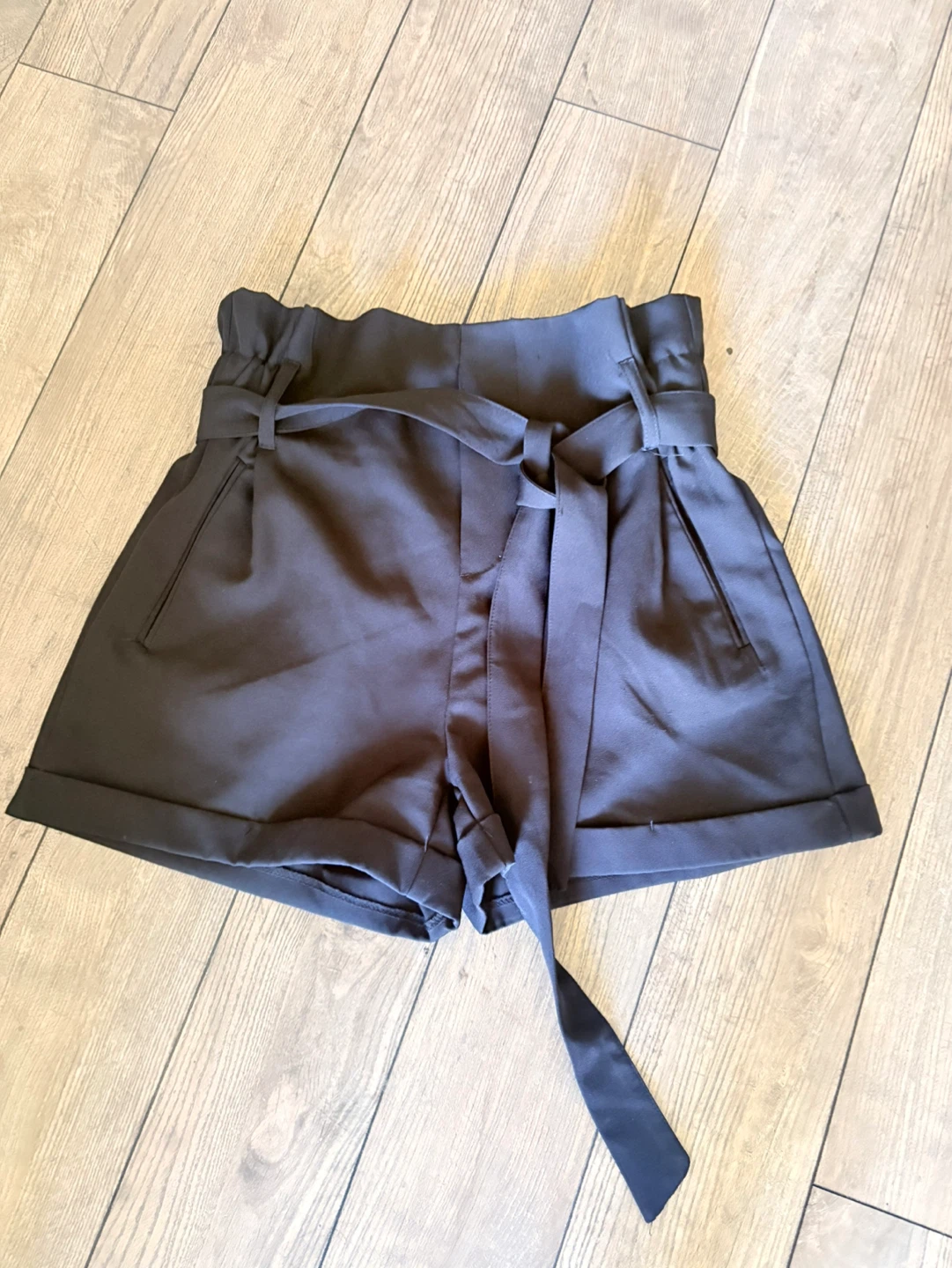 Black Paperbag Waist Shorts - photo 4
