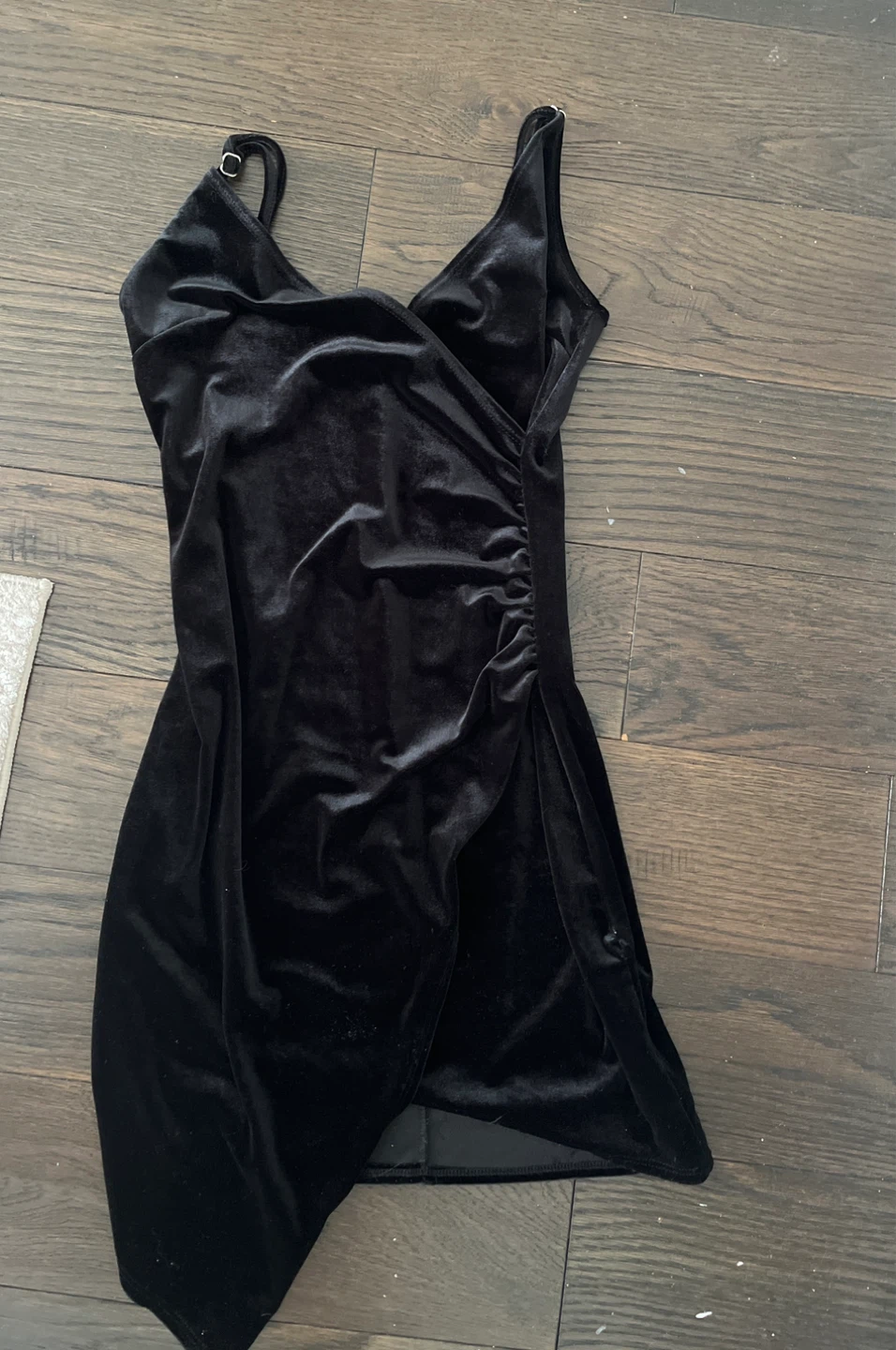 Forever 21 Black Velvet Ruched Mini Dress