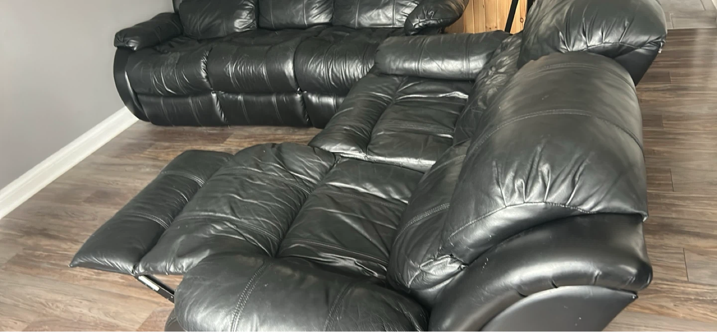 Black Leather Recliner Sofa Set