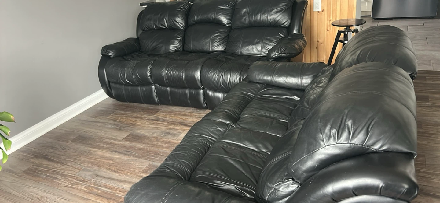 Black Leather Recliner Sofa Set - photo 2