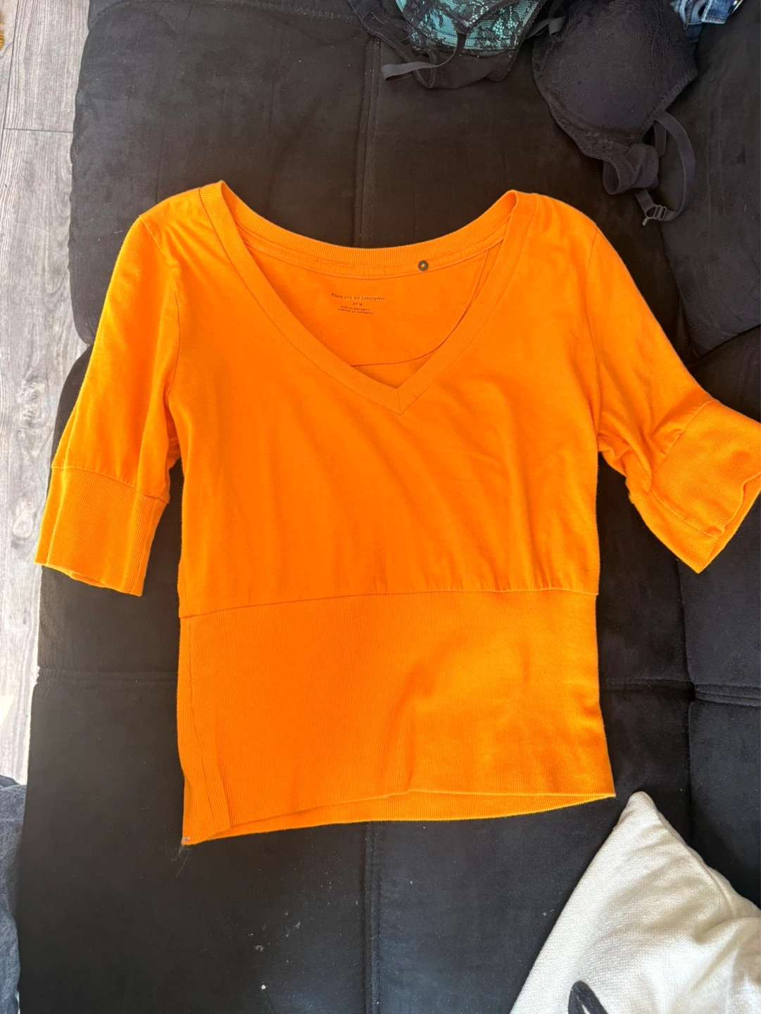 Orange V-Neck Cropped Top