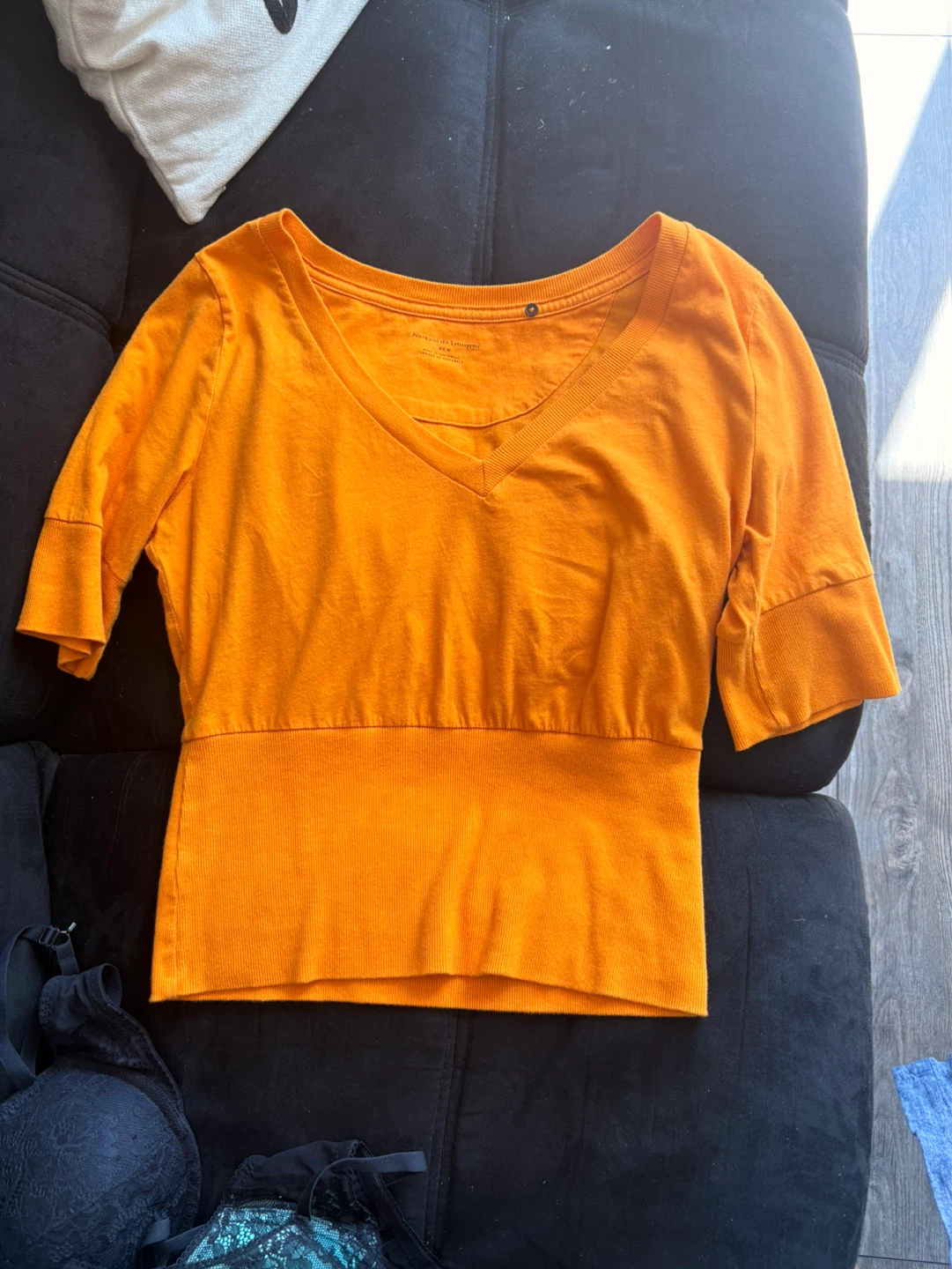 Orange V-Neck Cropped Top - photo 2