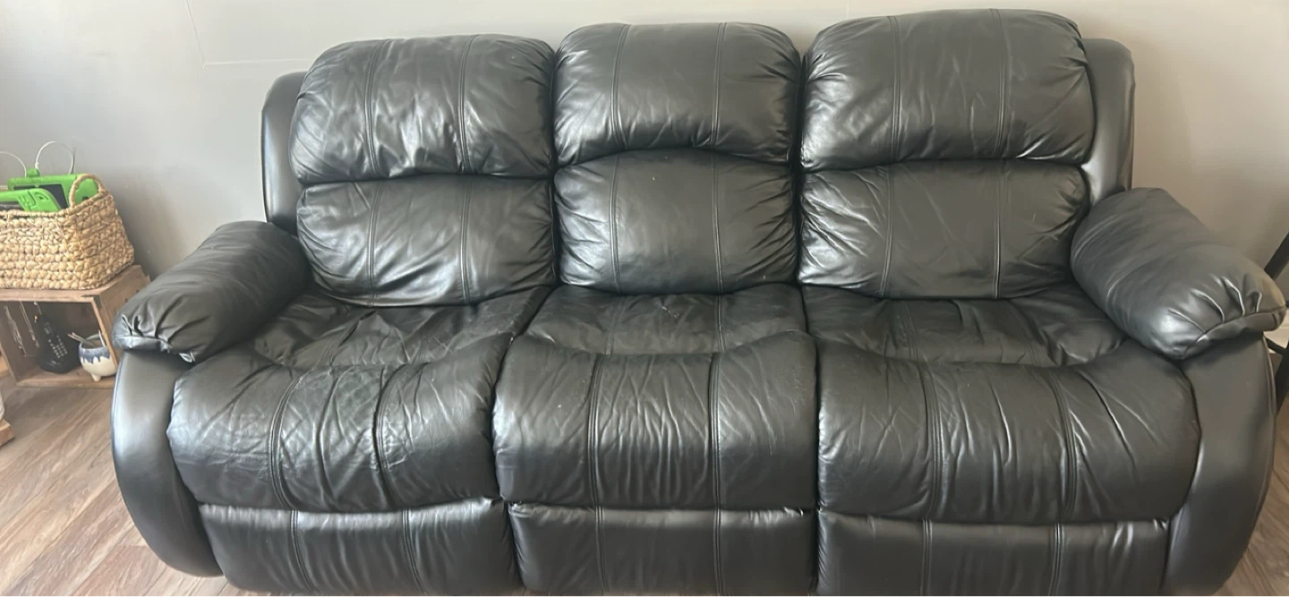 Black Leather Recliner Sofa Set - photo 4