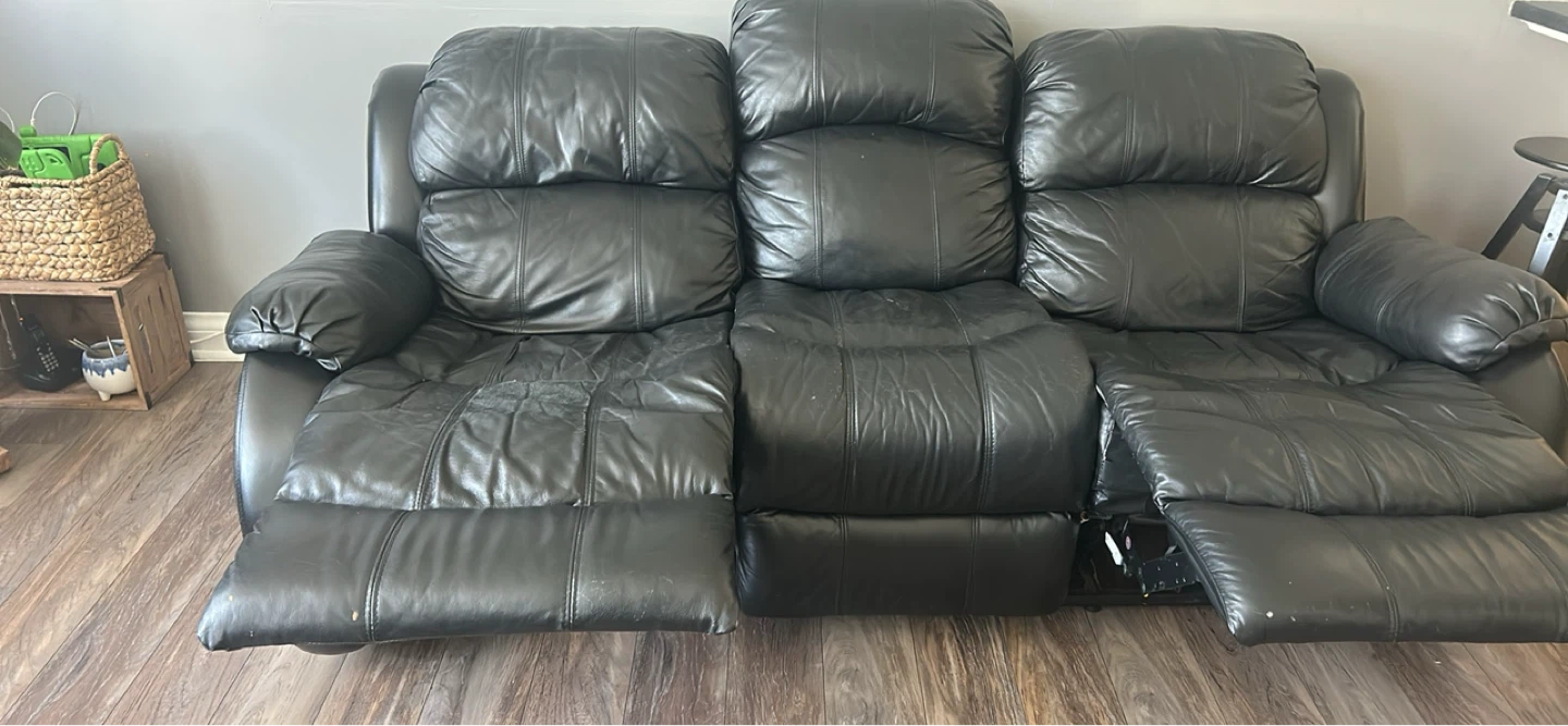 Black Leather Recliner Sofa Set - photo 5