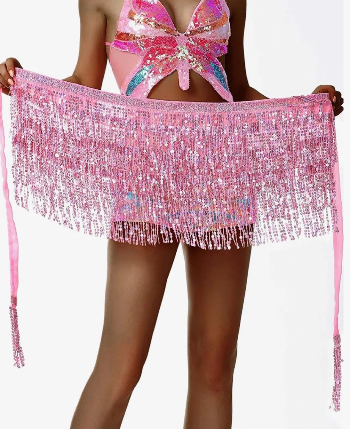 Pink Sequin Fringe Skirt - One Size - photo 4