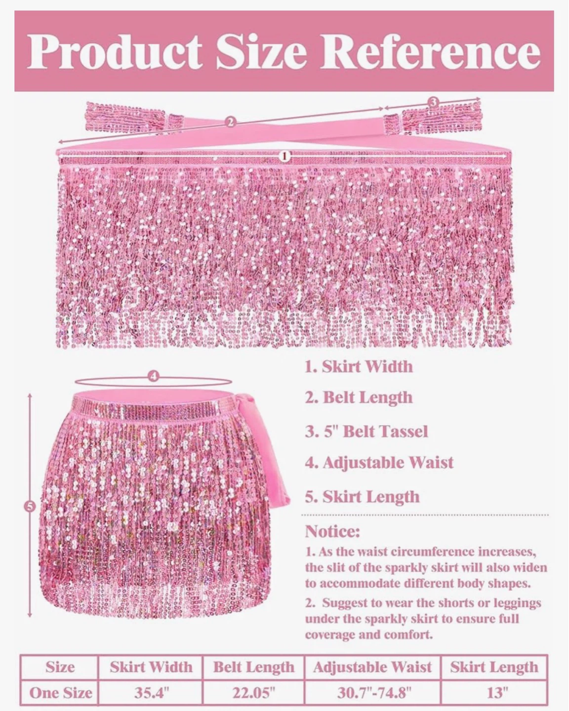 Pink Sequin Fringe Skirt - One Size - photo 5