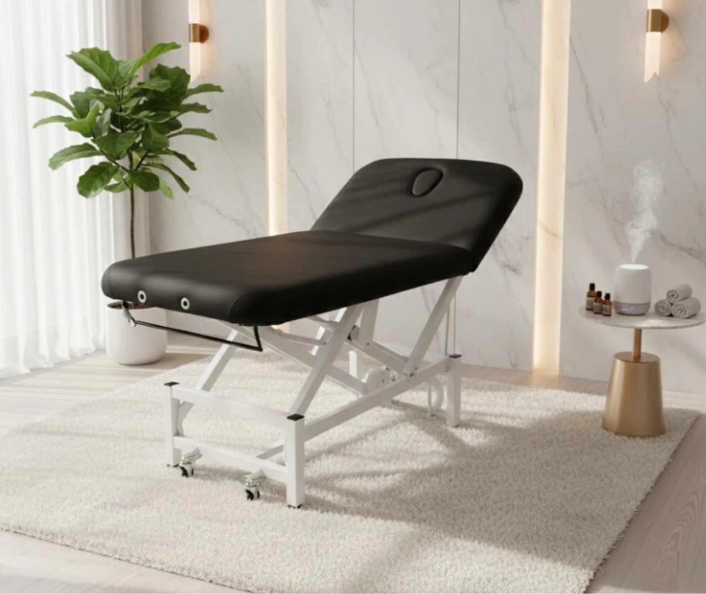 Black Massage Table with Face Cradle