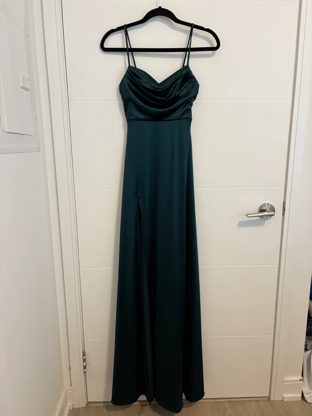 Emerald Green Cowl Neck Maxi Dress with Slit
