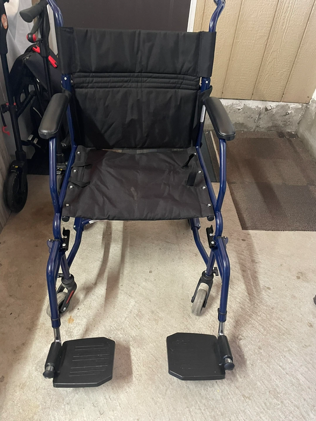 Blue Lightweight Transport Wheelchair