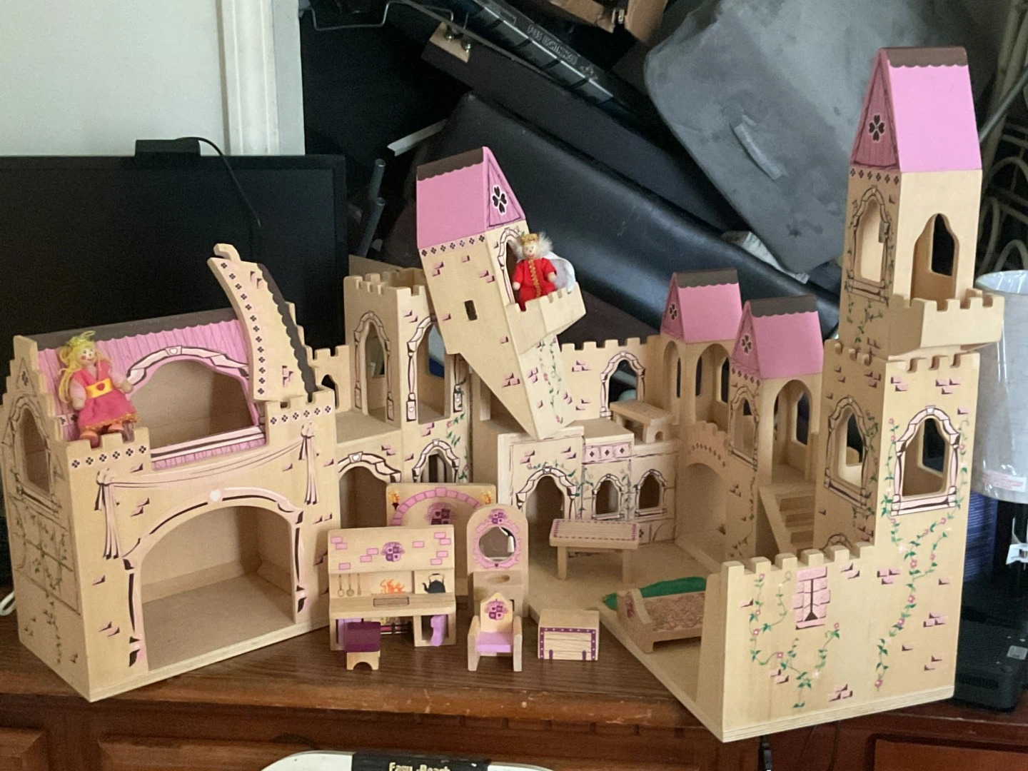 Wooden Princess Castle Dollhouse with Furniture and Figures - photo 2