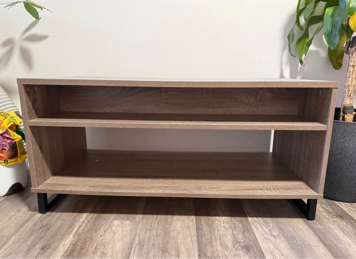 Wood TV Stand / Media Console with Two Shelves