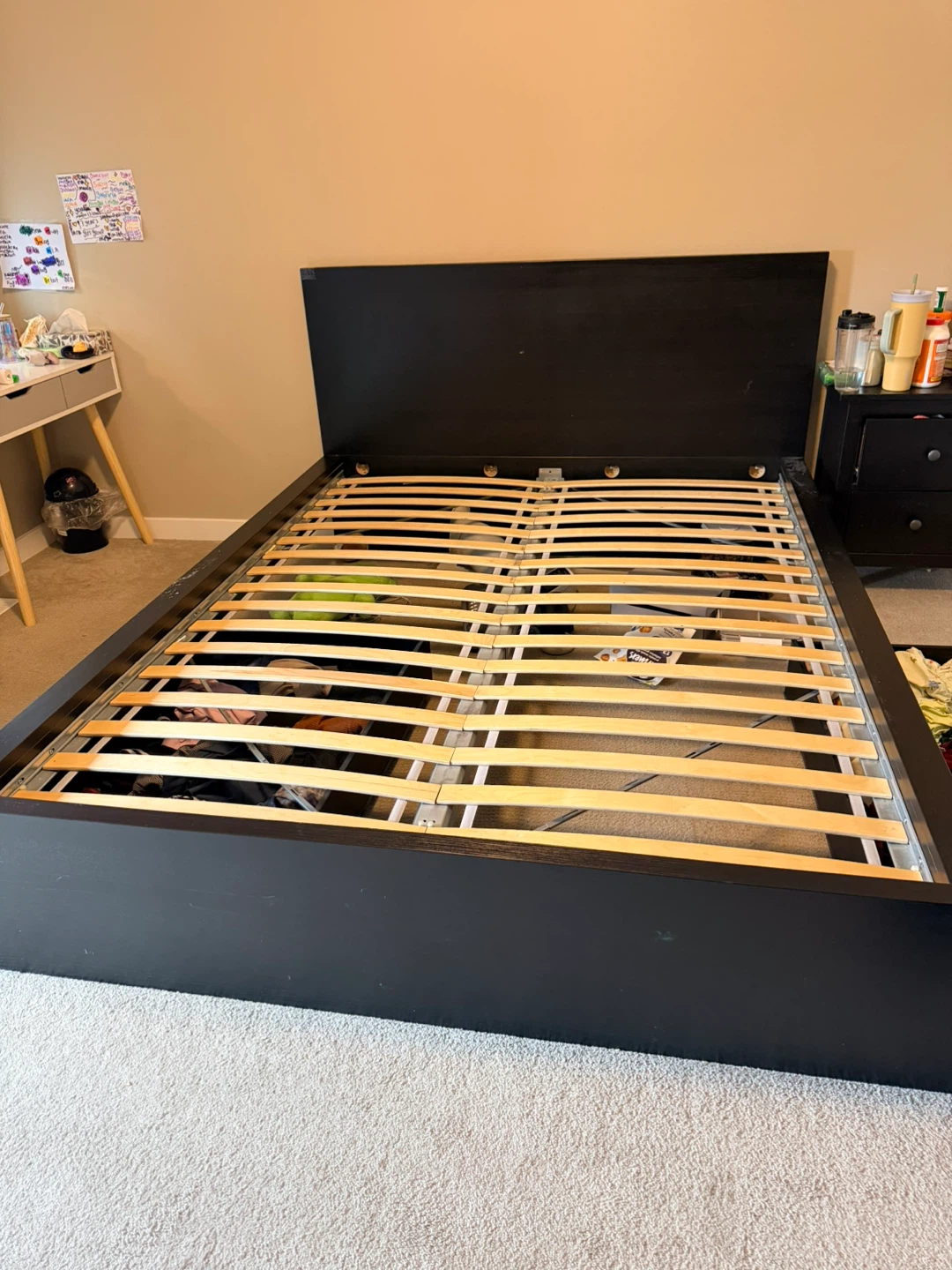 Black Queen Size Bed Frame with Slats