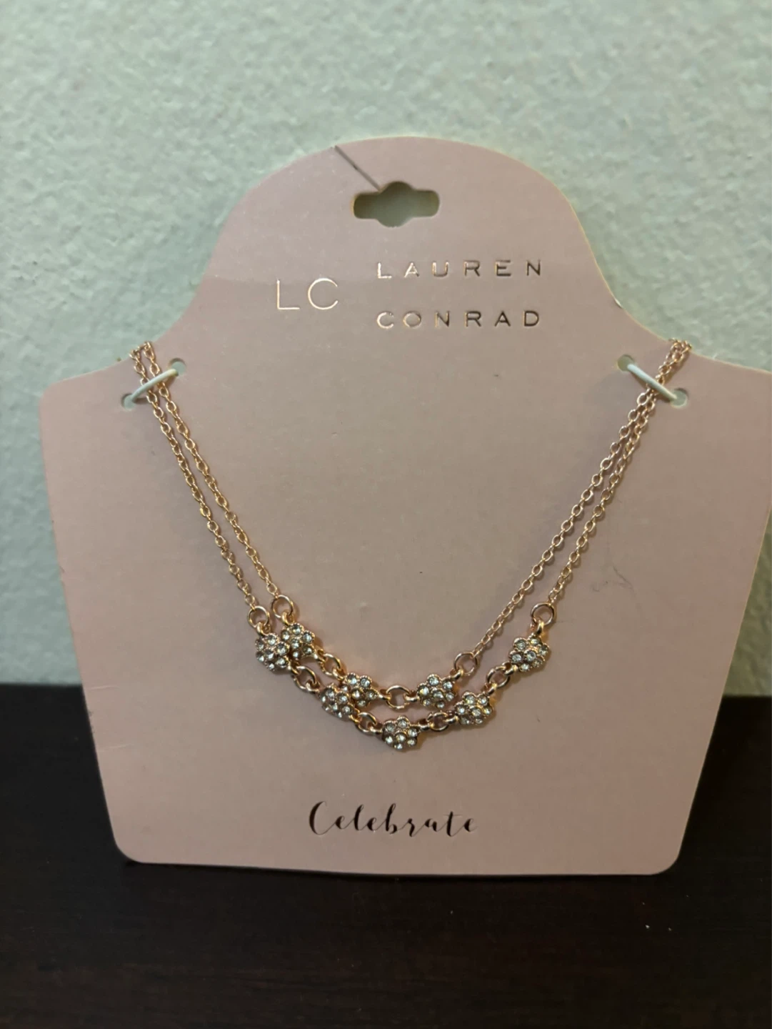 NEW-Lauren Conrad Rose Gold Tone Layered Flower Necklace