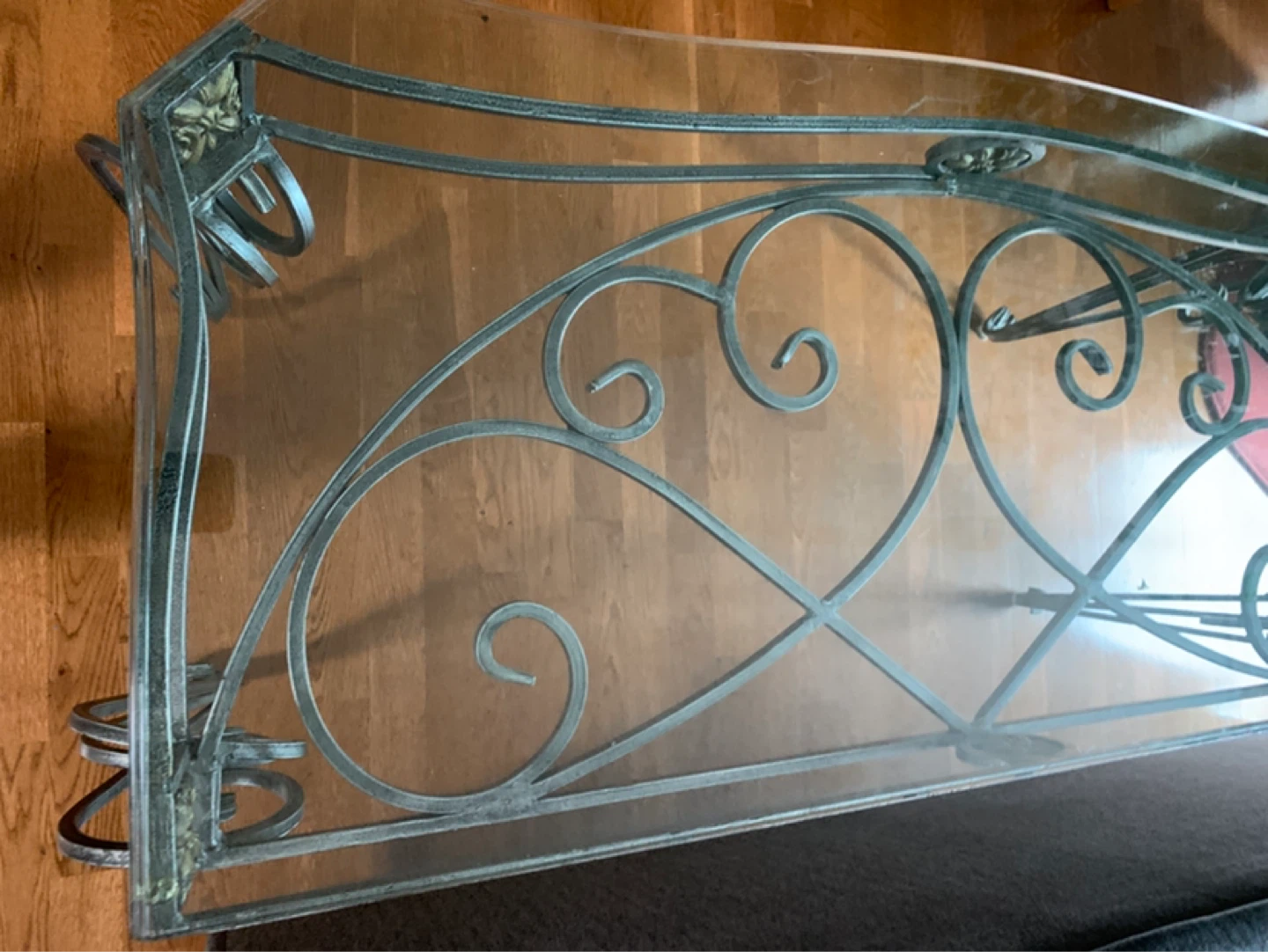 Glass and wrought iron console table - photo 4