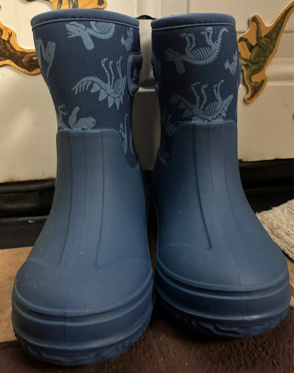 Kids' Blue Dinosaur Rain Boots Size 10