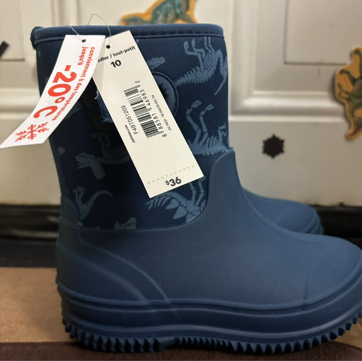 Kids' Blue Dinosaur Rain Boots Size 10 - photo 2