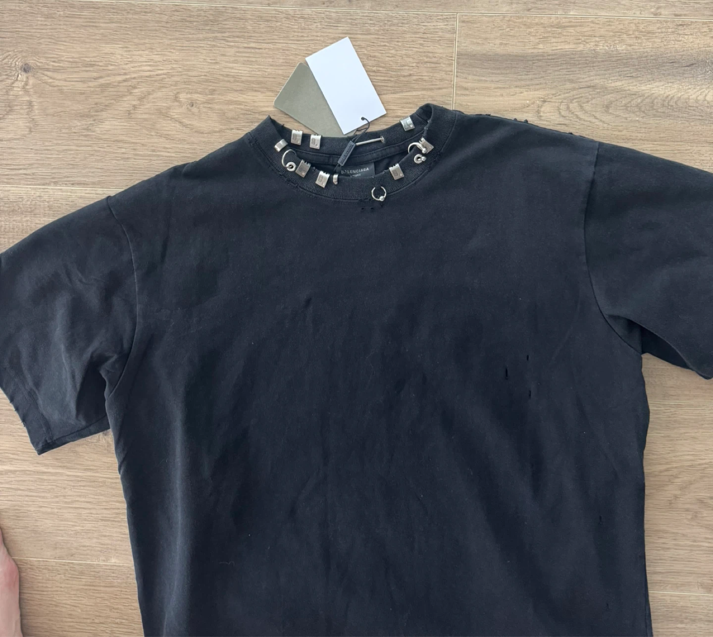 Black Studded Neck T-Shirt